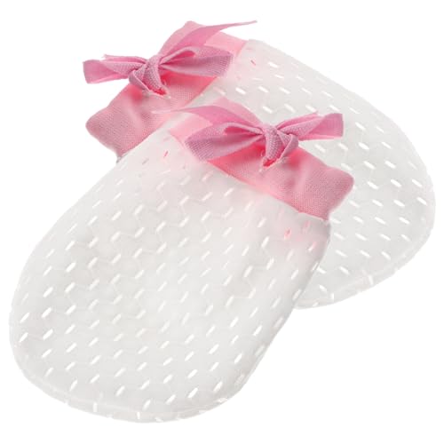 SECFOU Mitones para Niña Recién Nacida Antiarañazos de Chinlon Puños Suaves y Ajuste Ajustable, Transpirables y Ligeros para Verano, 1 Par Rosa