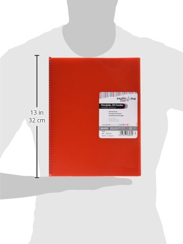 Grafoplás Multiline Maxiplás Spiral Folder with 30 Transparent A4 Sleeves Red PVC Spiral Binding Polypropylene Cover Rubber Bands with Closure - Image 2
