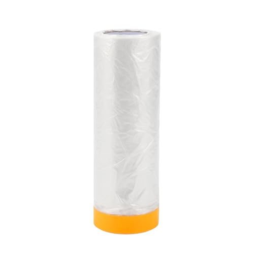 Image of 1 Pcs for Wall Covering Frames Cars Auto Body Paint Supplies Pre-Taped Masking Film Plastic Cover 1000x180cm / 32.81ftx70.87 inch White Orange PE Film