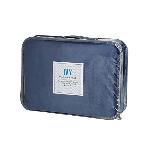 Image of IVY by HomeStop Solid Soft and Durable Poly Boa 290 GSM Blanket (Blue, 2Mx2.2M)