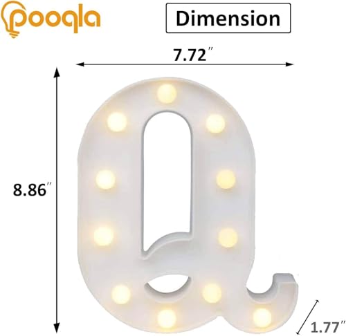 Image of Pooqla LED Light Up Letters, Warm White and Colorful Lighted Marquee Letters with Remote, Lighted Letter for Party Birthday Decorations, Gift for Girls Boys Night Light, Wedding Home Decor, Letter Q