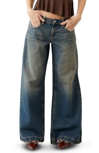 PacSun Women's Sloane Low Rise Ultra Baggy Jeans Dark Blue Tint