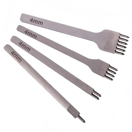 Leather Craft Kits Pricking IronsProfession Diamond Lacing Stitching Chisel Set 4mm1/2/4/6 Prong DIY Home or Craft Projects3/4/5/6mm Options nophike Tools (4 MM)