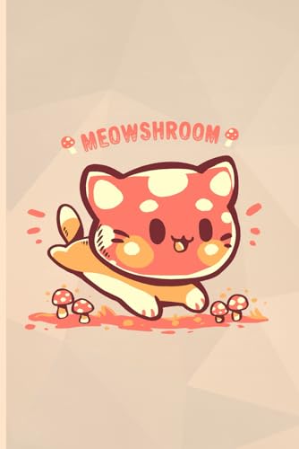 Meowshroom Notebook: Cute toadstool Cat art cover, Blank Lined Journal (College Ruled Paper) 120 Pages for drawing and writing