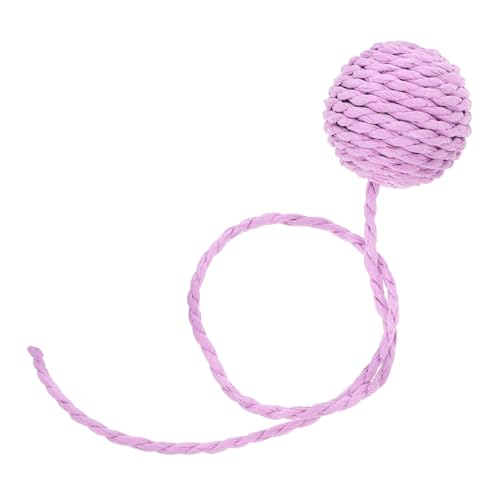 POPETPOP Fuzzy Cat Balls with Tails for Interactive Play Durable Rope Hanging Cat Engaging Chewing Balls with Bells and Scratching Posts