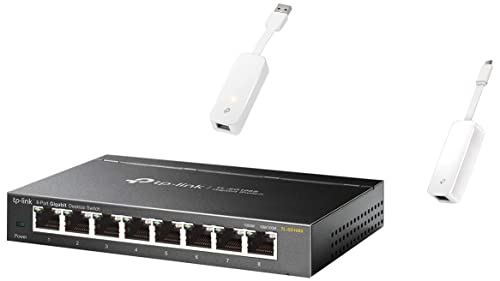Image of TP-Link TL-SG105S 5-Port Desktop Gigabit Ethernet Switch /Hub & TP-Link UE300C USB Type-C to RJ45 Gigabit Ethernet Network Adapter & TP-Link UE300 USB 3.0 to RJ45 Gigabit Ethernet Network Adapter