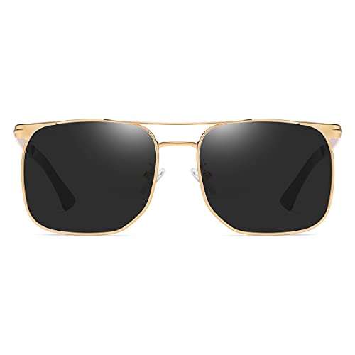 Gleyemor Fashion Sunglasses For Men Stylish Retro Square Shades Uv400 Protection (Gold/Grey) #TOP1