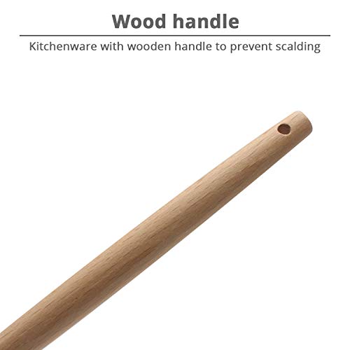 Kufung Silicone Pasta Fork (12"), Food Grade Noodle Spoon With Natural Wooden Handle, Bpa Free, Spaghetti Strainer & Server Spoon (12 Inch, Black) #TOP3