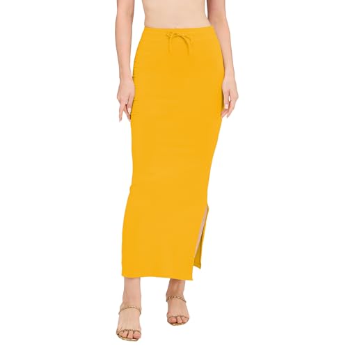 Image of DESI GIRL Cotton Lycra Stretchable Saree Shapewear Petticoat with Drawstring for Women | Fishcut Saree Petticoat with Side Slit for Easy Movement | Saree Shaper | Long inskirt