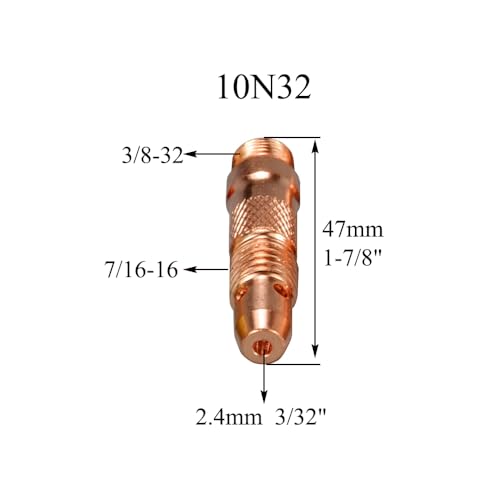 Image of RIVERWELD TIG Collet Bodies 10N32 3 /32 inch 2.4mm Orifice 5pcs | for QQ300 PTA DB SR WP 17 18 26 TIG Welding Torch