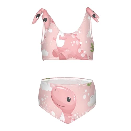 Girls' Bikini Set, Dinosaur and Daisy Kids Swimsuit 2 Pcs Beach Bathing Suit