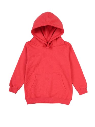 Image of KiddoPanti Unisex Solid Pullover Hooded Fleece Sweatshrit | Cotton Poly Fleece Fabric | Waist Length, Full Sleeve Hoodie | 2 Kangaroo Pockets | Winter Wear for Boys & Girls