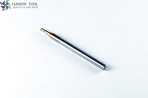 Image of Carbide Ball Nose End Mill for CNC Machine Milling Tools, for Alloy Steels /Hardened Metals - 2 Flute - 55HRC TiAlN Coated (5Pcs, 3 /32)