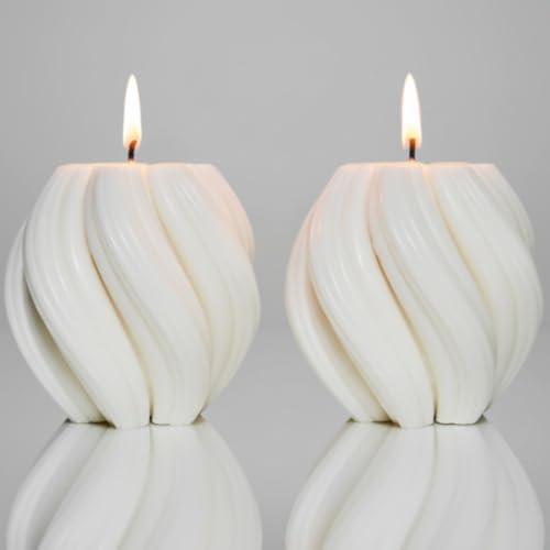 2 Stück Wellenkerze Große - deko - Handmade Sojawachskerze -...