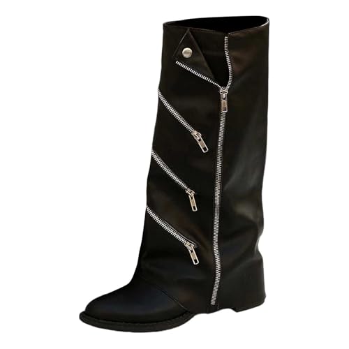Bottines à fermeture éclair avec bout pointu et coupe mi-mollet