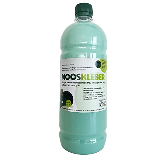 Mooskleber flüssig | Flüssiger Moosleim zum Gestalten von Moosbildern und zum Basteln | Nach dem Trocknen grün | 1 Liter Cover