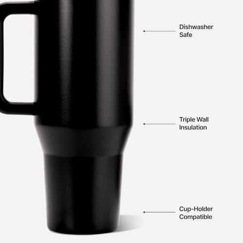 Image of HydroJug Traveler 40oz, Insulated Tumbler with Handle & Straw, Black