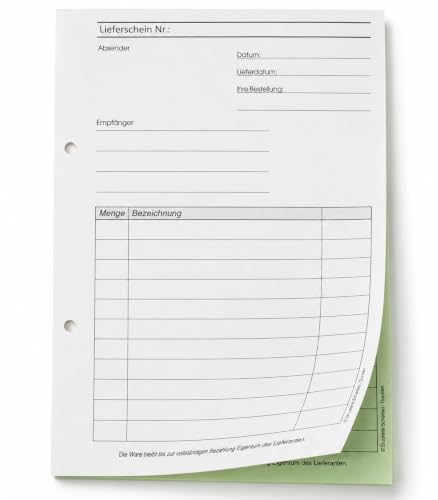 1x Lieferscheinblock DIN A5 2-fach selbstdurchschreibend 2x50 Blatt