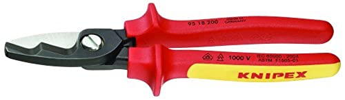 KNIPEX - 95 18 200 SBA Tools - Cable Shears, Twin Cutting Edge, 1000V Insulated (9518200SBA) -  Knipex Tools