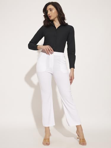 Image of Vogaan Women High Rise High Waist Trousers Flared Korean Style Formal Pants| Elegant Workwear for Office, College & Events