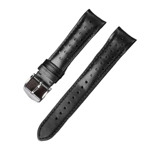 Bracelet de montre en cuir véritable huilé YINGO 20mm 22mm bout incurvé luxe