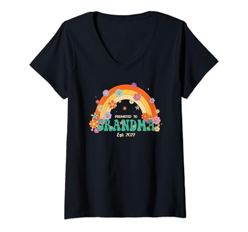 Mujer Promoted To Grandma 2027 Retro Soon To Be Grandma est 2027 Camiseta Cuello V