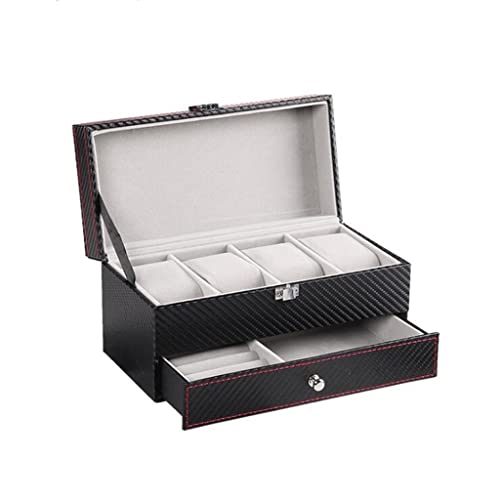 ZAIZAI 4 Compartimentos Caja de Reloj de Doble Capa PU Reloj Caja de Caja Holder Caja de Almacenamiento Caja de joyería Decoración de la Boda (Color : B, Size : As The Picture Shows) Cover