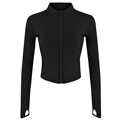 SouiWuzi Womens Lightweight Full Zip Running Track Jacket,Workout Slim Fit,Yoga Sportwear with Thumb Holes,Workout Tops for Women(B/L)