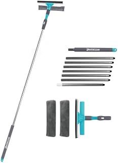 2 In 1 Extendable Window Cleaner 240CM Window Cleaning Kit Indoor/Outdoor High Windows Extra Microfibre Cloth