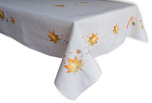 Black Friday - 70% OFF GRANDDECO Thanksgiving Harvest Table Cloth Embroidered Maple Leaves Dresser Scarf Table Cover, Autumn Or Fall Decorations (59"x90", Maple Leaves-2)