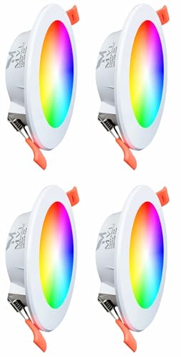 Image of MVL 9 Watt 7 in 1 Multicolour Ceiling Downlight Led Light (Red /Pink /Blue /Yellow /Violet /Green /Sky Blue /White) Pack of 4