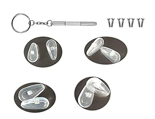 Silicon Nose Pads for Spectacles Glass Eye wears Set of 2 Pairs, Screw 2 Pairs and 1 Screwdriver eyewear accessories