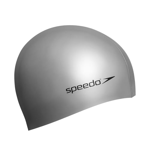 Speedo Plain Flat Swimming Cap - Silver, One Size