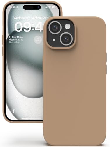 YATWIN Hülle für iPhone 15 Plus, Silikon Handyhülle mit Futter, 1mm Kamera und Displayschutz, Dünn & Leicht, Anti Kratzer Case, Milchtee