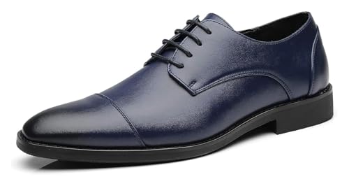 Men's Fashion Lace-up Square Toe Derby Shoes Formal Non-Slip Breathable Oxford Shoes Low-top Business Work Leather Shoes