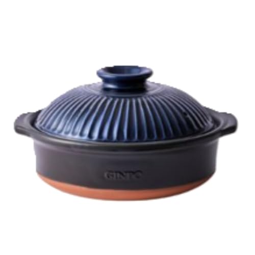 [萬古焼(ばんこやき)]菊花 深型土鍋 8号 瑠璃