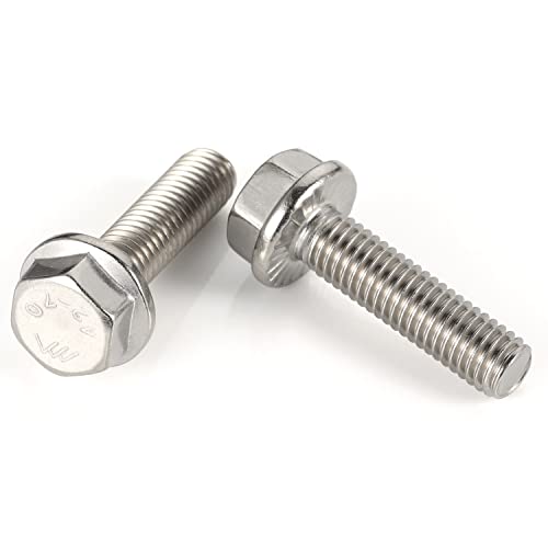 Image of 25 PCS M6 x 35mm Flanged Hex Head Bolts Flange Hexagon Screws, Stainless Steel A2, DIN 6921