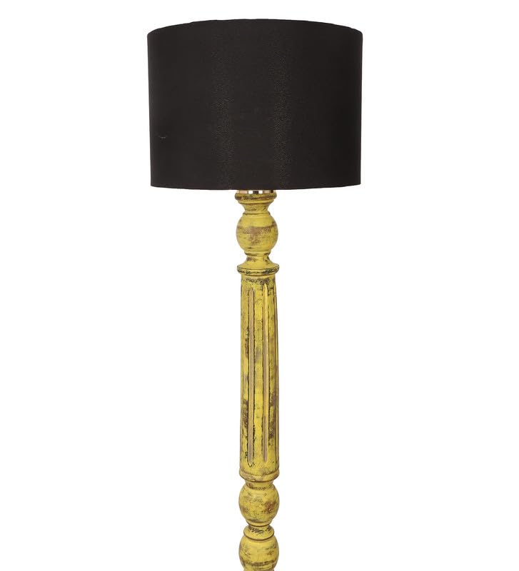 Image of tu casa Mango Wooden Floor Lamps with Black Shade for Home Decor, Bedrooms Corner, Living Room, Gifting, Diwali Decoration, Hall, Office, Study Room (Height: - 56 inch) - Bulb not Included