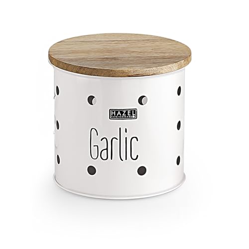 Image of HAZEL Garlic Storage Container for Kitchen | Garlic Container for Storage, White, 1 kg apx.