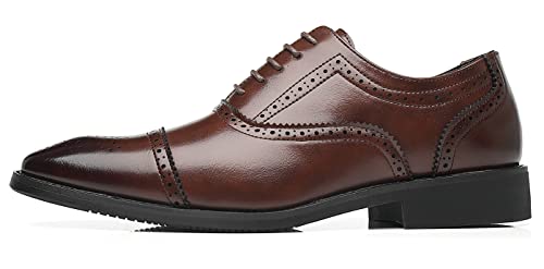 Santimon Men's Casual Dress Shoes Cap Oxfords Faux Leather Tuxedo Dress Shoes Classic Lace-up Formal Derby Loafers2
