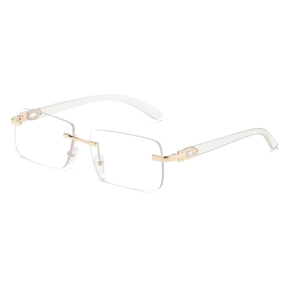 Klassische randlose Sonnenbrille für Damen, Metall, quadratisch, rechteckig, Sonnenbrille für Damen