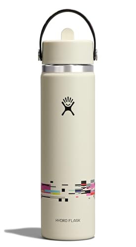 Image of Hydro Flask Water Bottle - Insulated Stainless Steel - Wide Straw Lid, Non Spill, Leakproof in 24 Oz Glitch White
