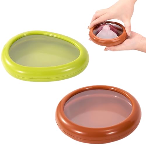 2 unidades de ahorro de frutas y verduras,Contenedor de alimentos de silicona, aguacate y cebolla, conservación fresca de alimentos, caja de almacenamiento reutilizable para el refrigerador, para