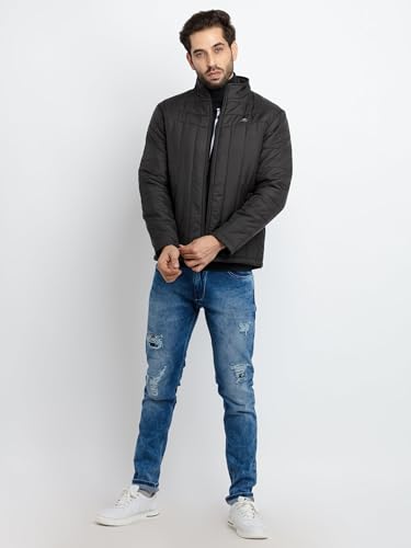 Image of Status Quo Men's Quilted High Neck Winter Jacket | Durable Polyester Coat