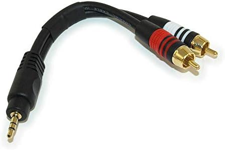MyCableMart 6inch 3.5mm Premium Mini-Stereo TRS Male to 2 RCA Male Audio/Speaker Cable