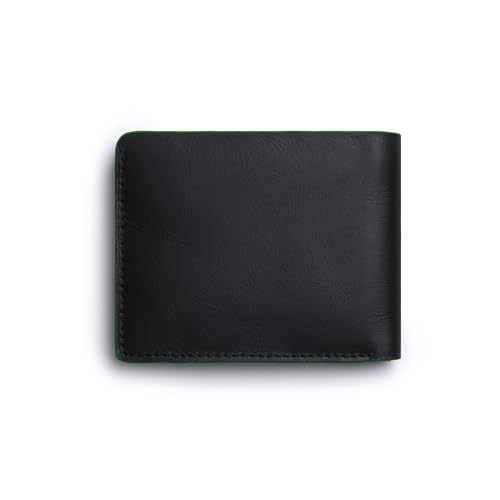 Image of DailyObjects Classic Black Genuine Leather Men's Bi-Fold Wallet with Multiple Card Slots| Cash Compartment| Slim Durable Design| Stylish Everyday Accessory for Securely Carrying Money| Cards| and IDs