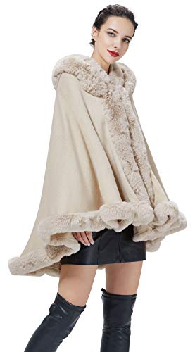 SUFCOMOU Poncho Hooded Shawl Wrap Women Cape...