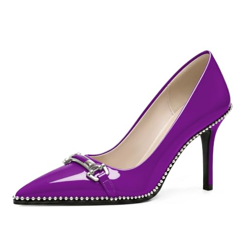 Image of Women's High Heel Pumps Stiletto Heel Pumps for Women Pointed Toe Heels Elegant Classic 3.5 Inch Beaded Pumps