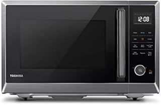 Toshiba ML2-EC10SA(BS) Multifunctional Microwave Oven with Healthy Air Fry, Convection Cooking, Position Memory Turntable, Easy-clean Interior and ECO Mode, 1.0 Cu.ft, Black stainless steel