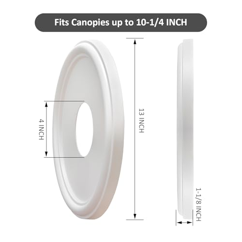 Image of Molded Nylon Ceiling Medallion for Light Fixtures and Ceiling Fans White 13 inchOD x 4 inchID x 1-1 /8 inchP (Fits Canopies up to 10-1 /2 inch)